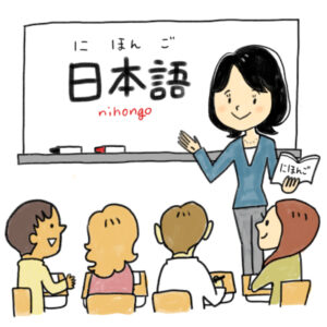 日本語学校の先生と生徒達